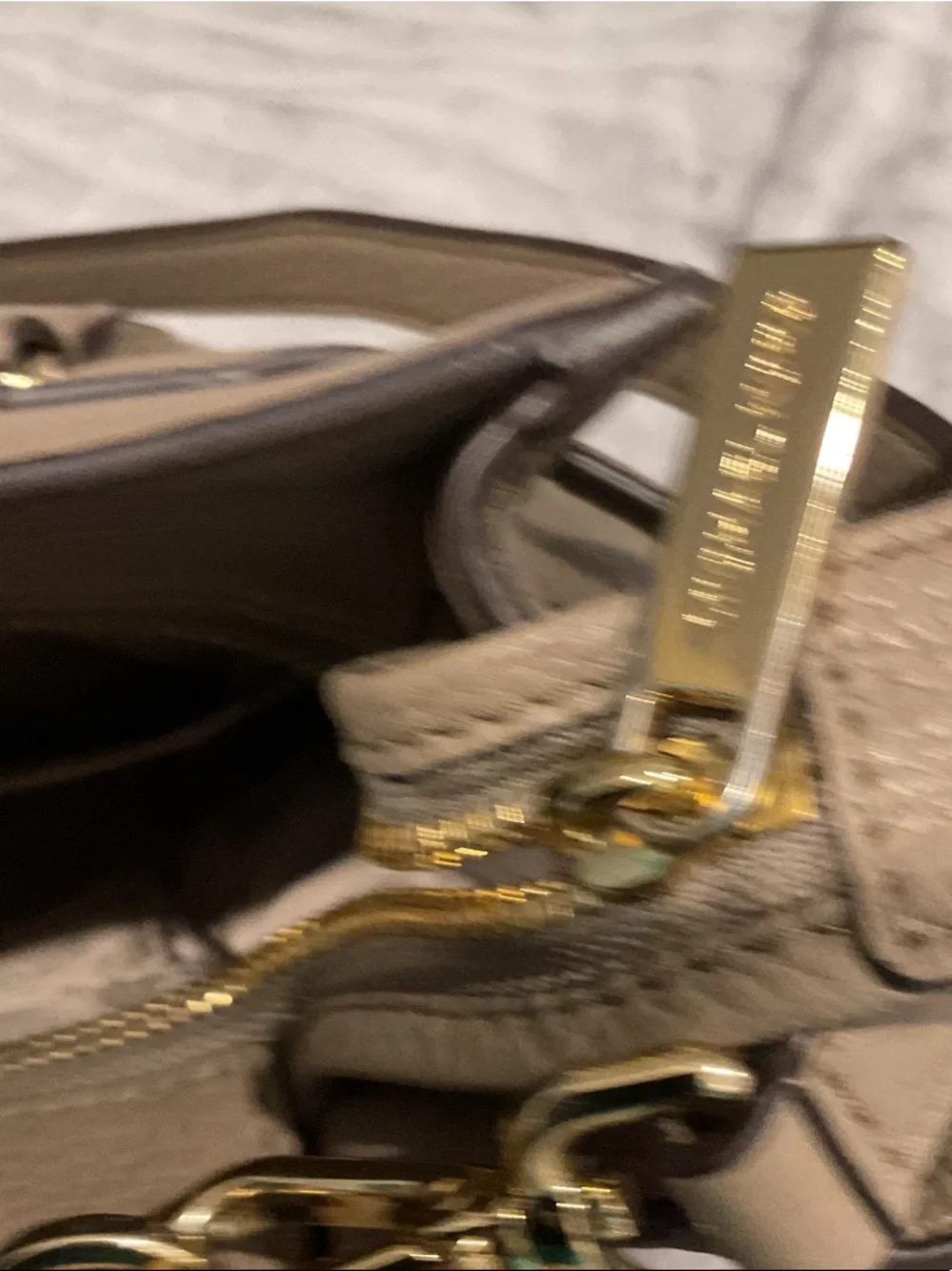 Michael Kors Pebble Leather Satchel in Taupe Beige with Gold Hardware